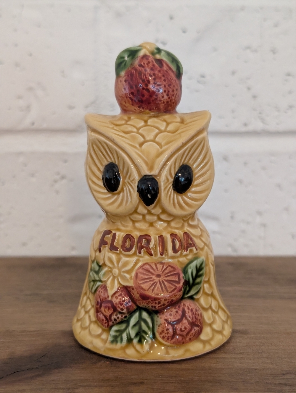 Vintage‎ Ceramic Florida Oranges Souvenir Owl Bell by GF Japan